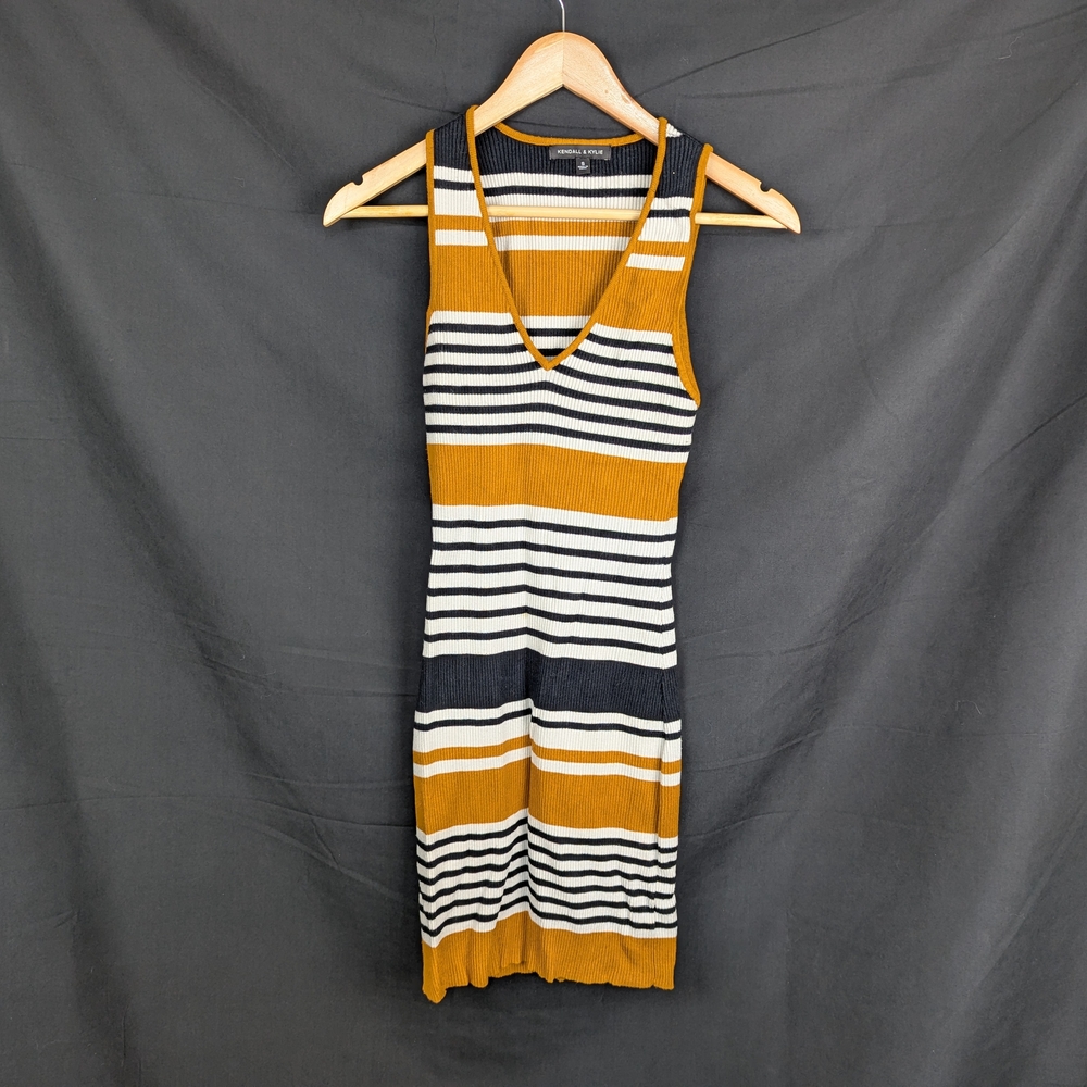 Kendall &‎ Kylie Mustard and Striped Dress
